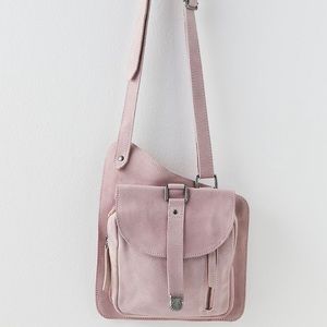 Free People Pink Suede Leather Convertible  Sling Bag
